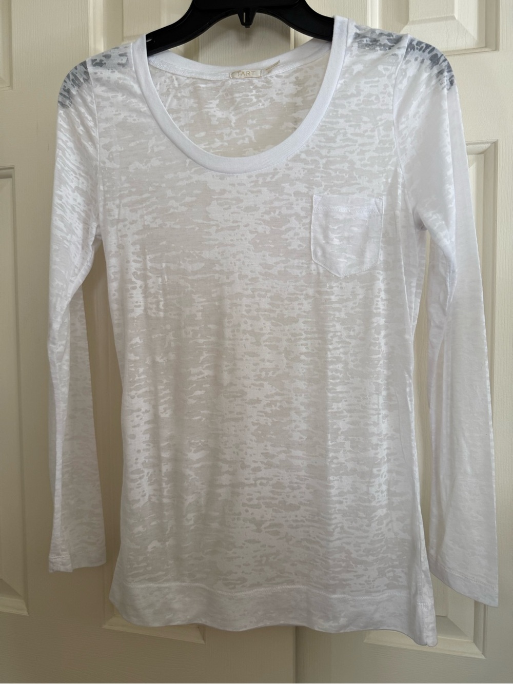 Tart White Burnout Long Sleeve Pocket Tee